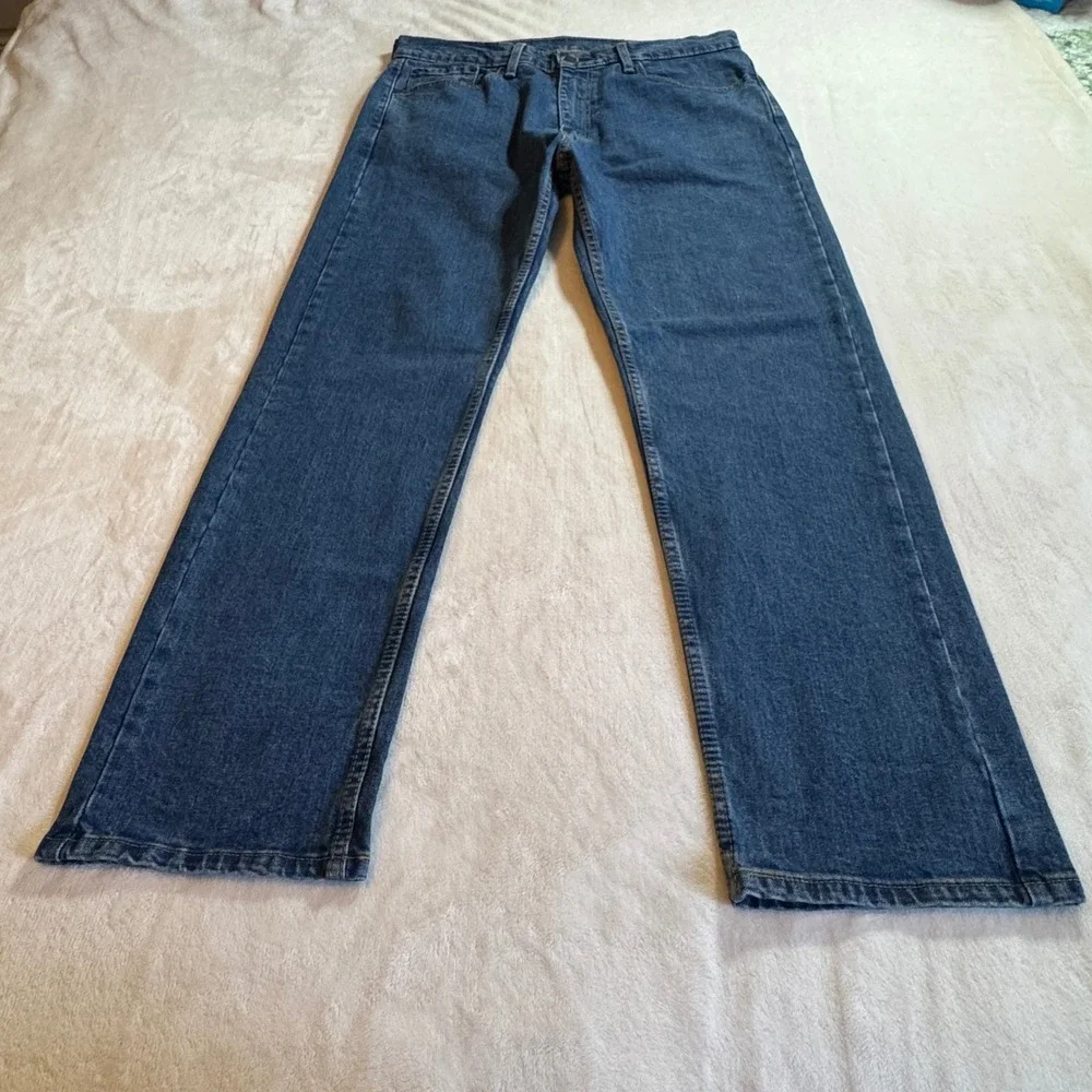 Levi's 505 Regular Fit Jeans Mens 36x32 Blue Straight Leg Medium Wash Denim